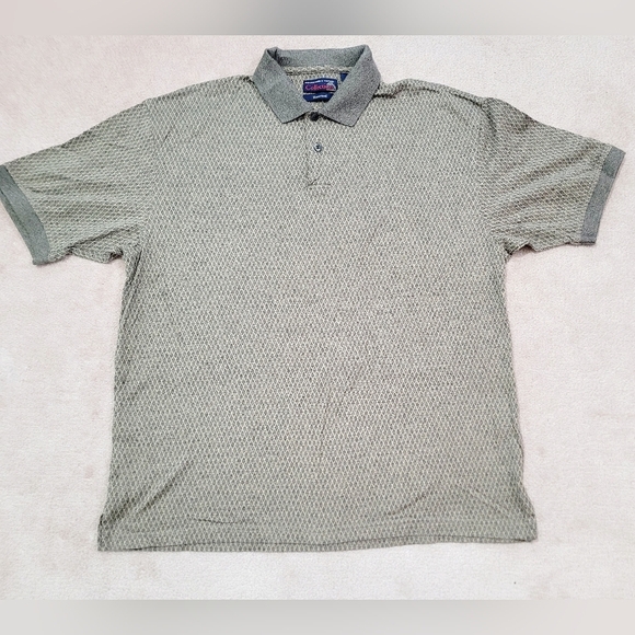 Mens Roundtree And Yorke 100% Cotton Polo Size Large Brown Diamond Pattern - Picture 1 of 8